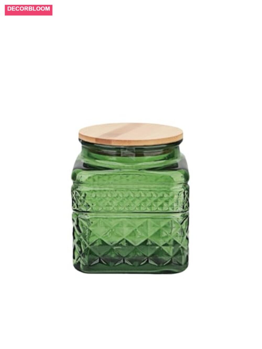 Square Glass Jar 20.3oz Candy Jar with Bamboo Lid Airtight Food Storage